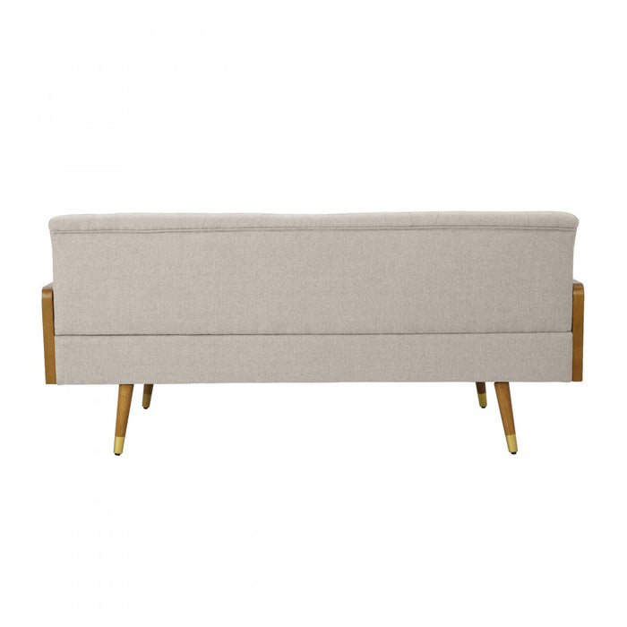 Aidan 3-seater Tufted Fabric Sofa With Rolled Pillows - Beige 