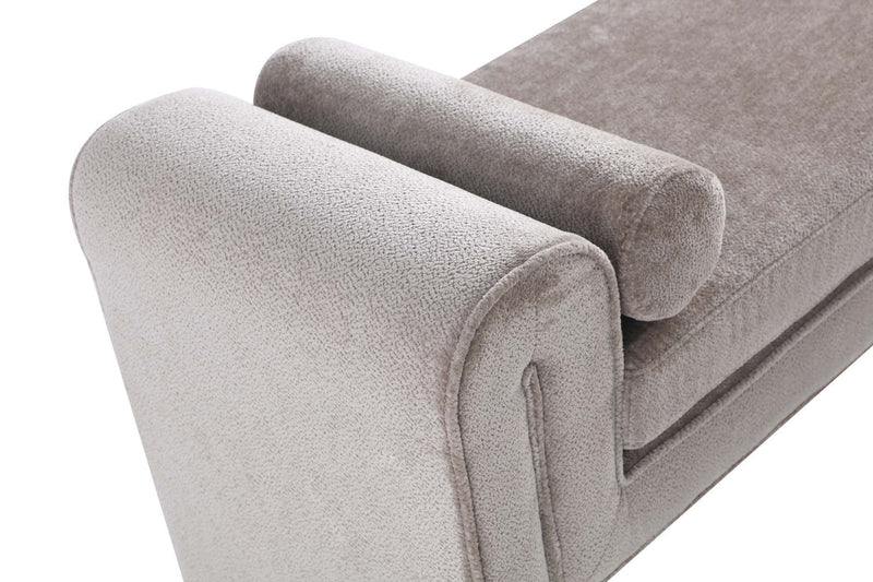 Concord Modern Glam Chenille Accent Bench in Dove 