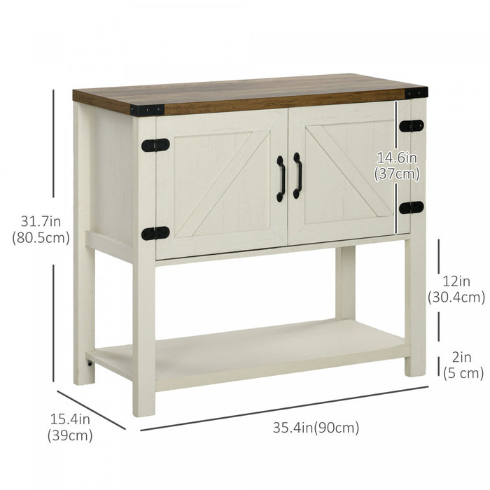 HOMCOM Kitchen Sideboard with Storage Cabinet, Bottom Shelf, White
