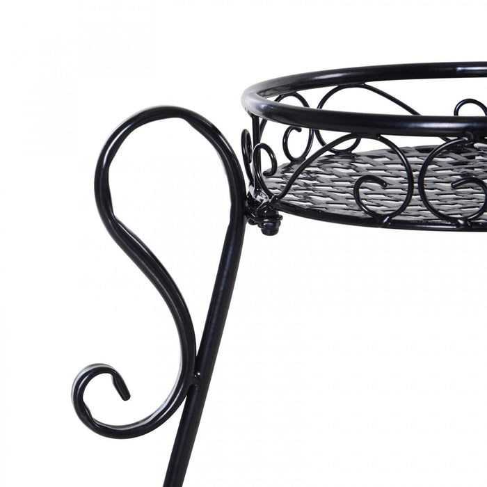 Outsunny 2-tier Flower Pot Stand, Freestanding Plant Display Rack Indoor Outdoor, Metal Plant Stand,