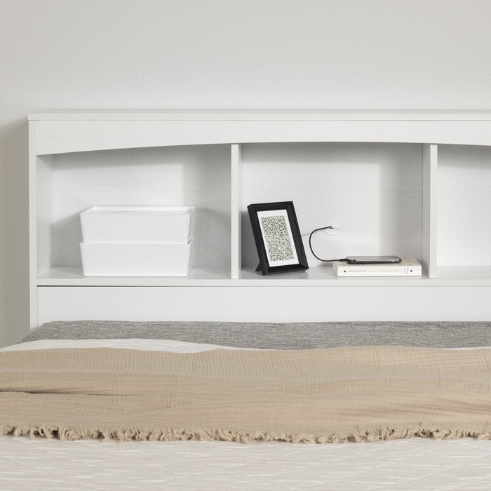Step One Bookcase Headboard With Storage - Pure White 