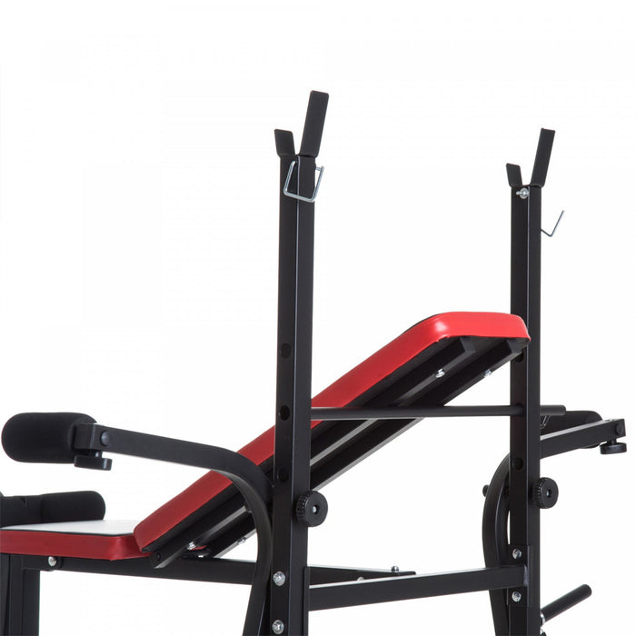 Soozier Adjustable Weight Bench With Leg Developer Barbell Rack For Weight Lifting And Strength Trai