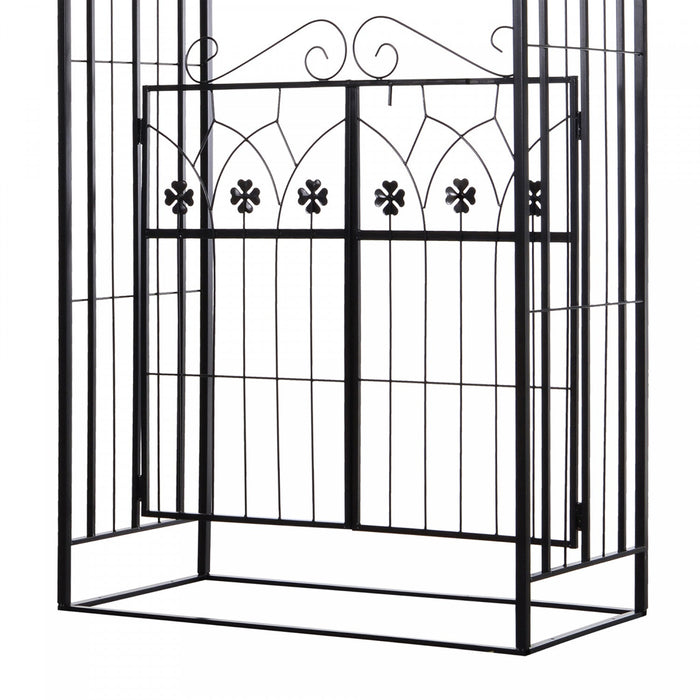 Outsunny 7' Metal Garden Arch W/ Gate, Decorative Arbor For Climbing Plant