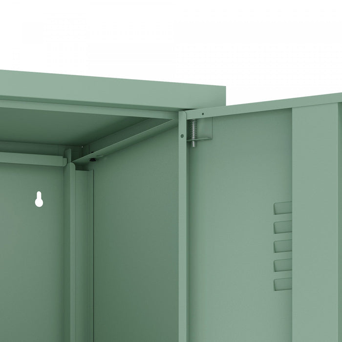 Naomi Modern 15\" Metal Storage Cabinet in Sage Green Armoire 