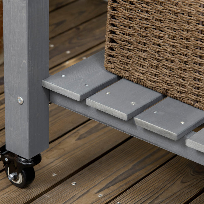 Outsunny 47\" X 21\" Raised Garden Bed, Elevated Wooden Planter Box, Grey
