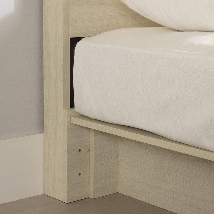 Fusion Platform Bed And Headboard With Storage Shelf Set Bleached Oak - South Shore Queen Bed