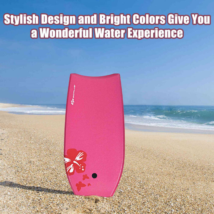 Goplus 41'' Super Lightweight Bodyboard Surfing W/leash Eps Core Boarding Ixpe Pink