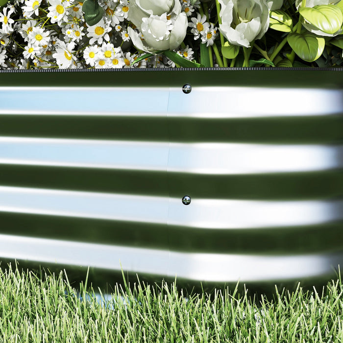Outsunny 2-tier Raised Garden Bed Kit, 3.4x3.4x1ft Outdoor Galvanized Planter Box With Safety Edging