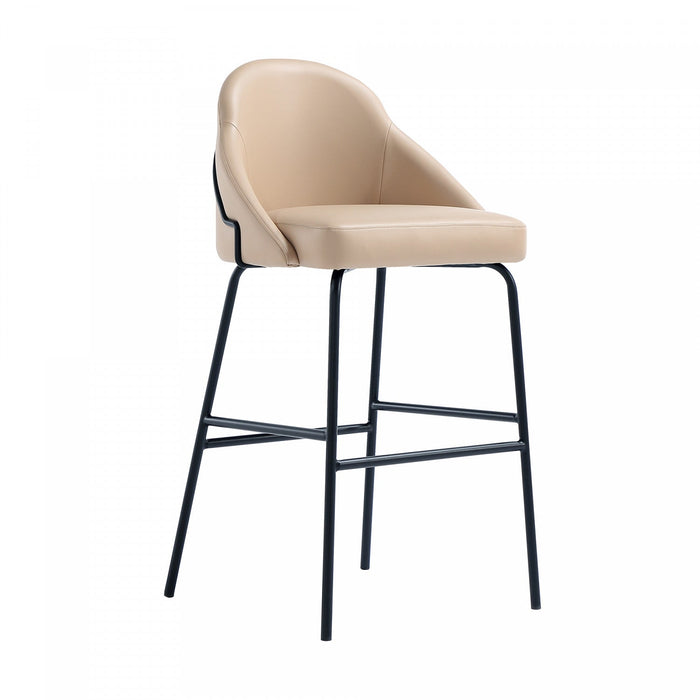 Gracie Modern Metal Upholstered Barstool in Tan and Black Bar Stool 