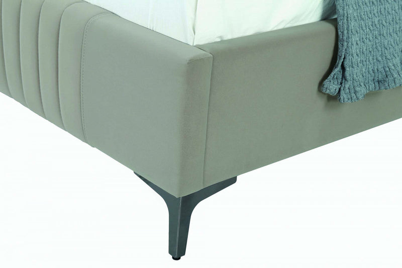 Promenade Mid-Century Modern Upholstered Velvet Twin Bed in Rustic Taupe 