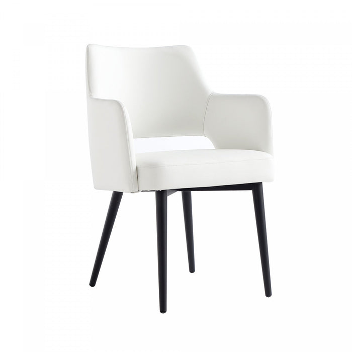 Tremont Modern Metal Vegan Leather Armchair in White 