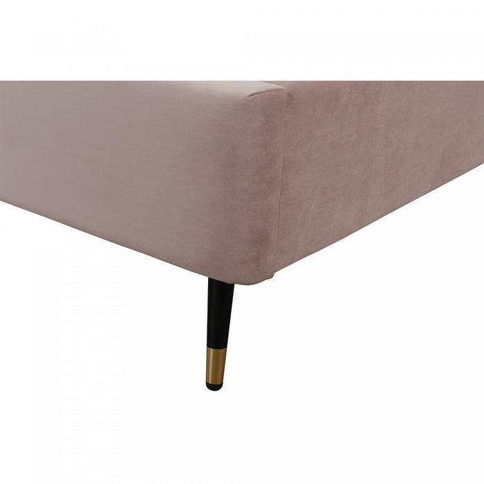Crosby Modern Upholstered Velvet Twin Bed in Blush 