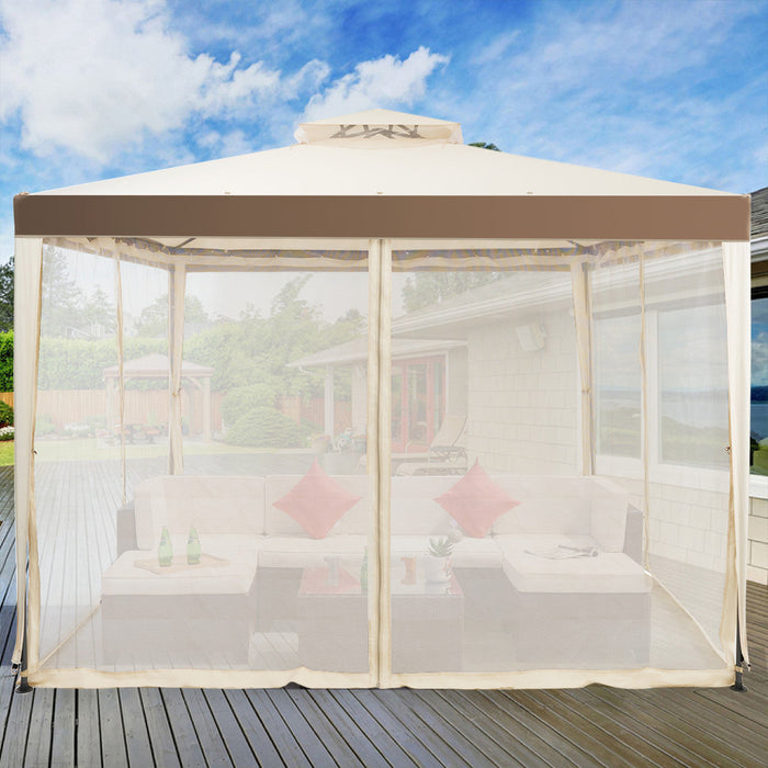 Costway 10'x 10' 2-tier Canopy Gazebo Tent Outdoor Netting Picnic Party Sun Shade