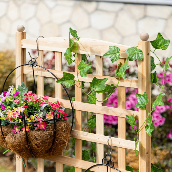 Outsunny 24\" X 12\" X 49\" Raised Garden Bed With Trellis Board Back & Strong Wooden Design & Material