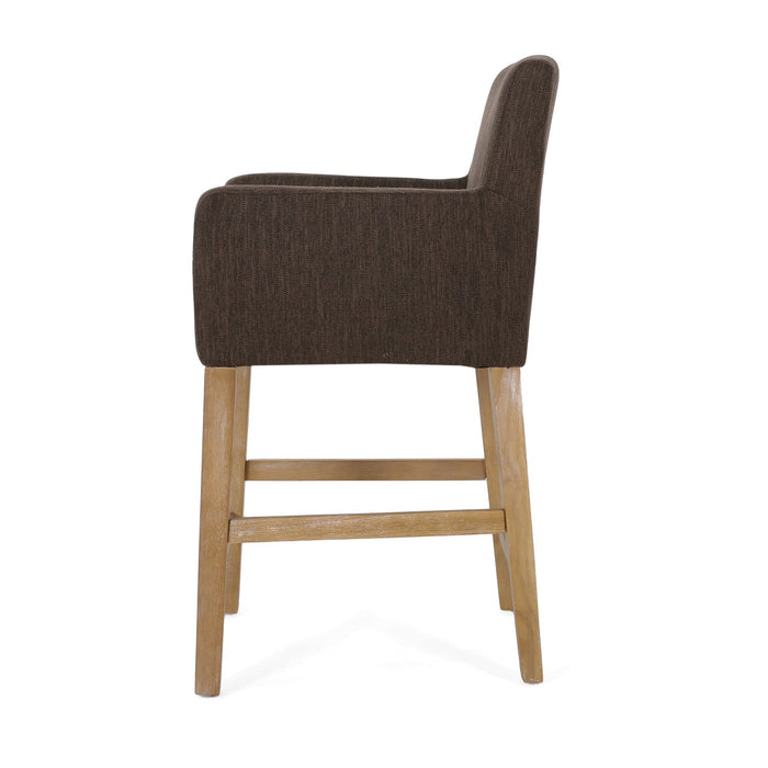 Gabrielle 26\" Seat Height Counter Stool With Upholstered Fabric And Solid Wood Legs - Brown 