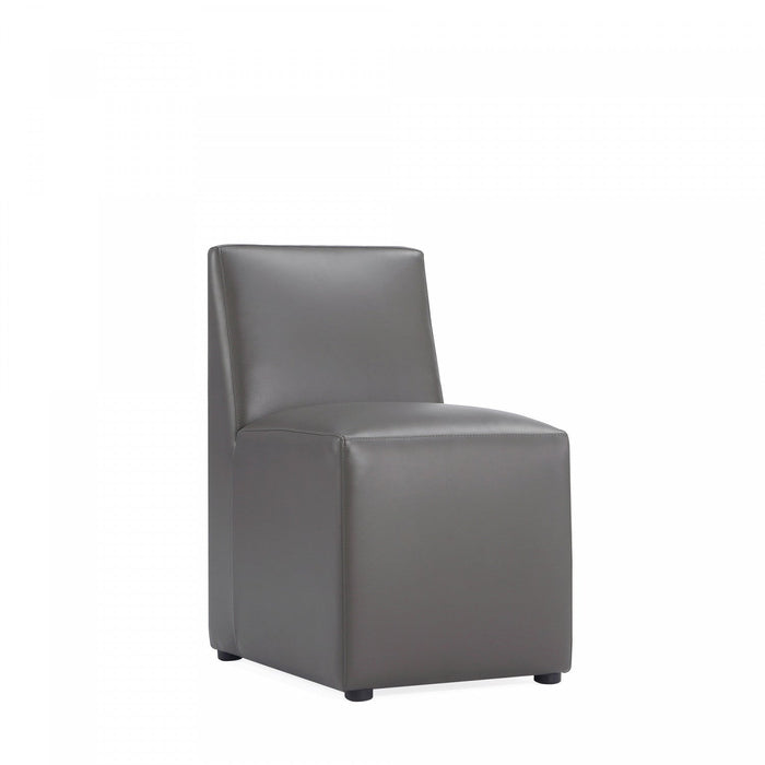 Anna Square Modern Vegan Leather Dining Chair in Graphite - Set of 2 