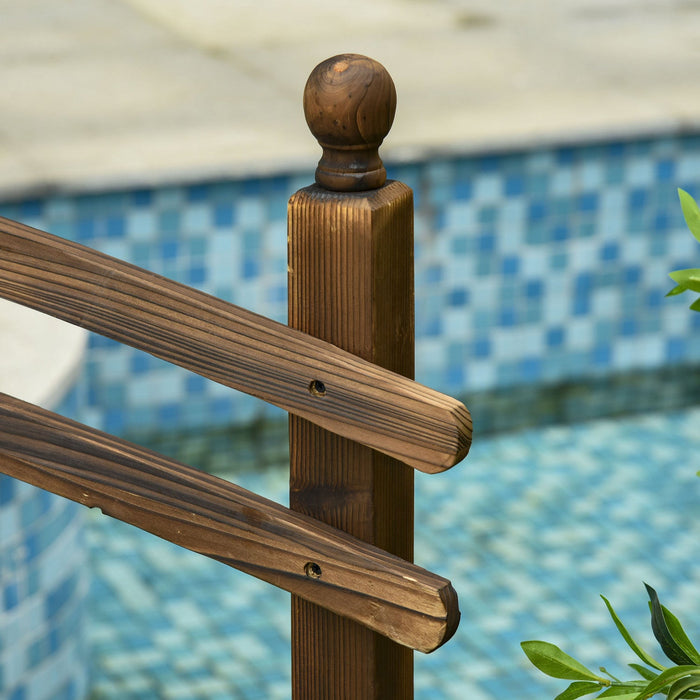 Outsunny 7.5' Fir Wood Garden Bridge Arc Walkway With Side Railings, Perfect For Backyards, Gardens,