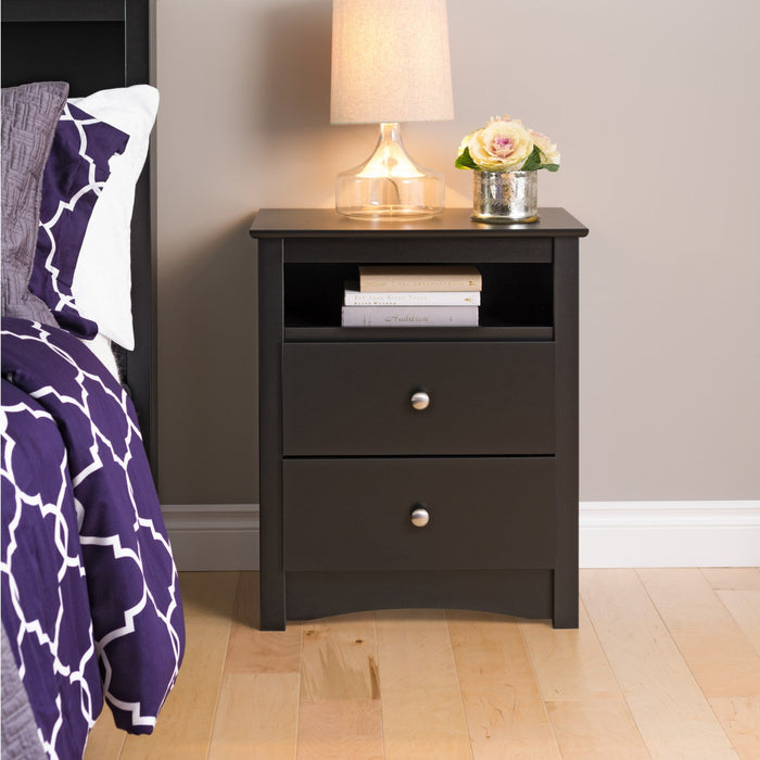 Sonoma Tall 2-Drawer Nightstand - Black