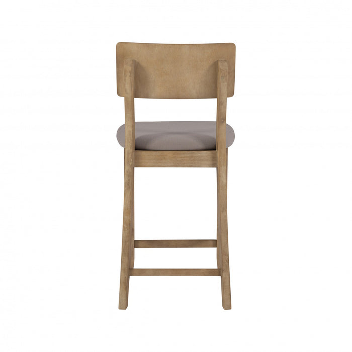 Jorissen Linen-Look Fabric Counter-Height Stool - Grey