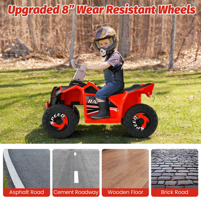 Costway Kids Ride On Atv 4 Wheeler Quad Toy Car 6v Battery Powered Motorized Toy Red
