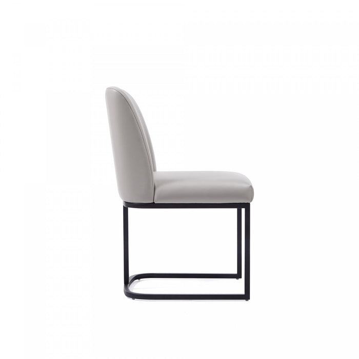 Serena Modern Metal Vegan Leather Dining Chair in Light Gray - Set of 2 