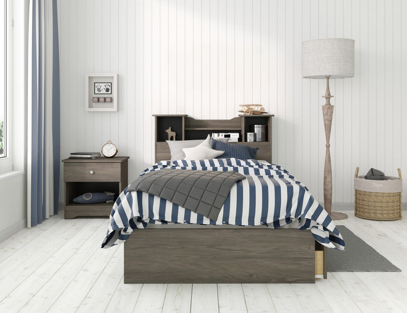 Nordika Twin Storage Platform Bed - Grey 