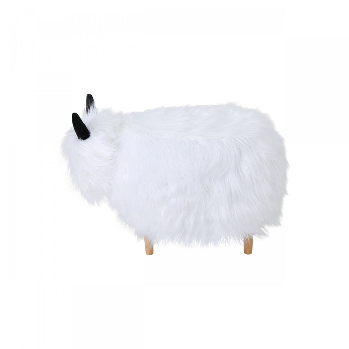 Julius Upholstered Wood Yak Footstool Ottoman - White 