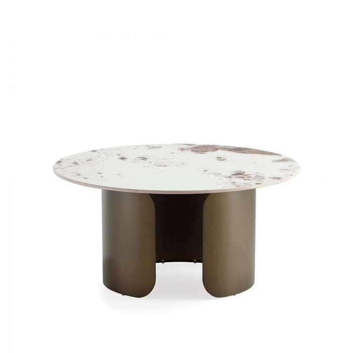 Monica Modern Glam Sintered Stone Top Coffee Table in Bronze 
