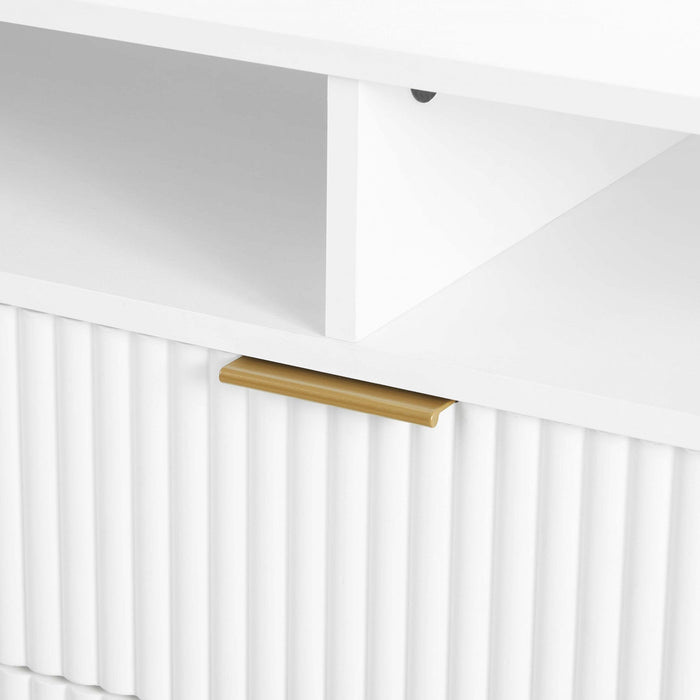Dumbo Modern 85\" Fluted TV Stand in White 