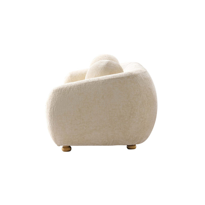 Tribeca Mid-Century Modern 86\" Chenille Sofa in Cream 