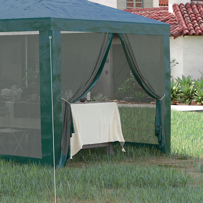 Outsunny 10' X 28' Party Tent Outdoor Canopy Garden Sun Shade With 8 Mosquito Mesh Netting And Zippe