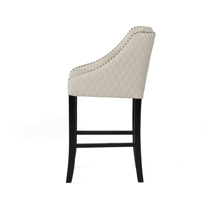 Deborah Armrests Barstool With Quilted Bonded Leather - Ivory 