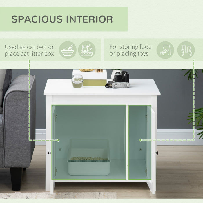 Pawhut Cat Litter Box Enclosure With Openable Top, Cat Washroom Storage Side Table With Double Doors