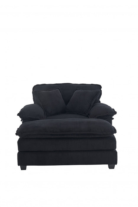Liam 46.9\" Modern indoor corduroy sofa with 2 soft cushions ,Black Sofa  
