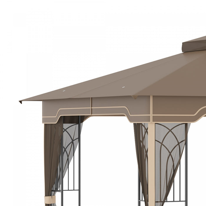 Outsunny 10' X 12' Patio Gazebo, Double roof Outdoor Canopy Shelter With Corner Frame And Mesh Netti
