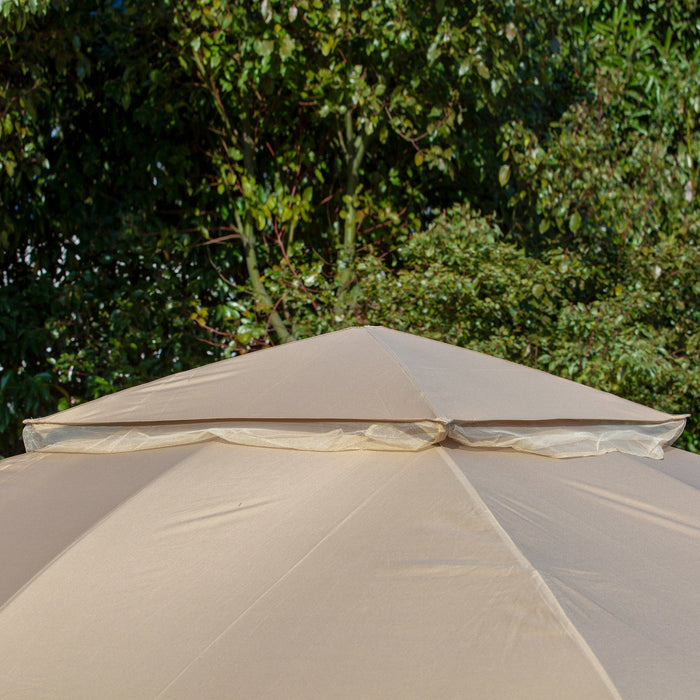 Outsunny 11' X 11' Steel Gazebo Canopy Party Tent Shelter With Double Roof, Netting Sidewalls, Corne