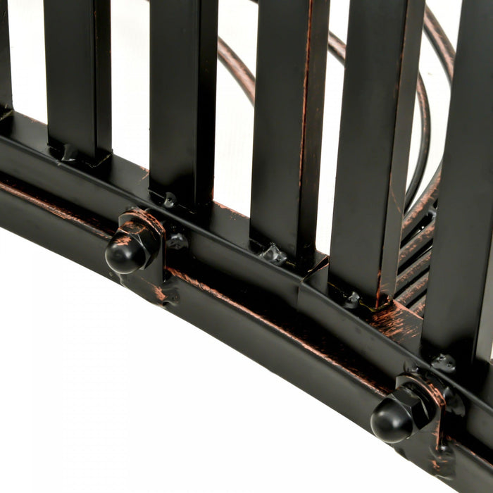 Outsunny 4ft Metal Garden Bridge Decorative Arc Bridge With Guardrails Black Bronze