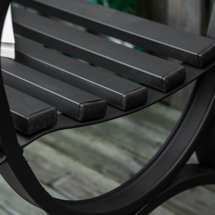 Outsunny 2-Seater Outdoor Bench, Patio Loveseat with Armrests, Black