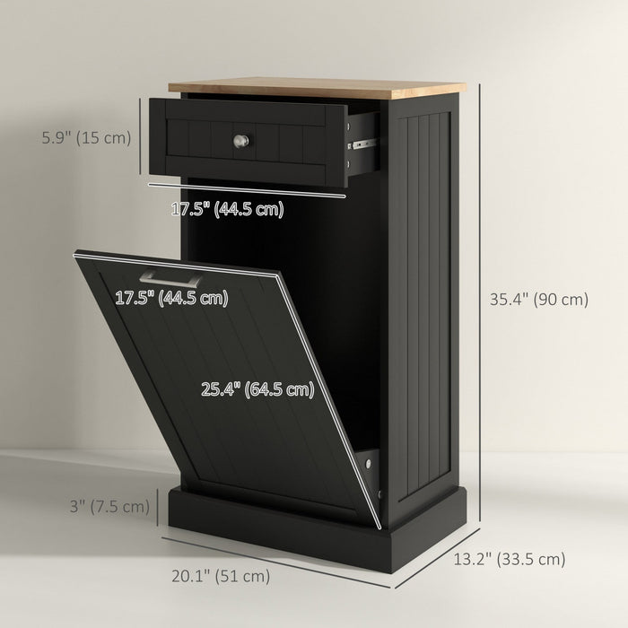 HOMCOM Tilt Out Trash Cabinet, Hidden Garbage Bin Cabinet with Drawer