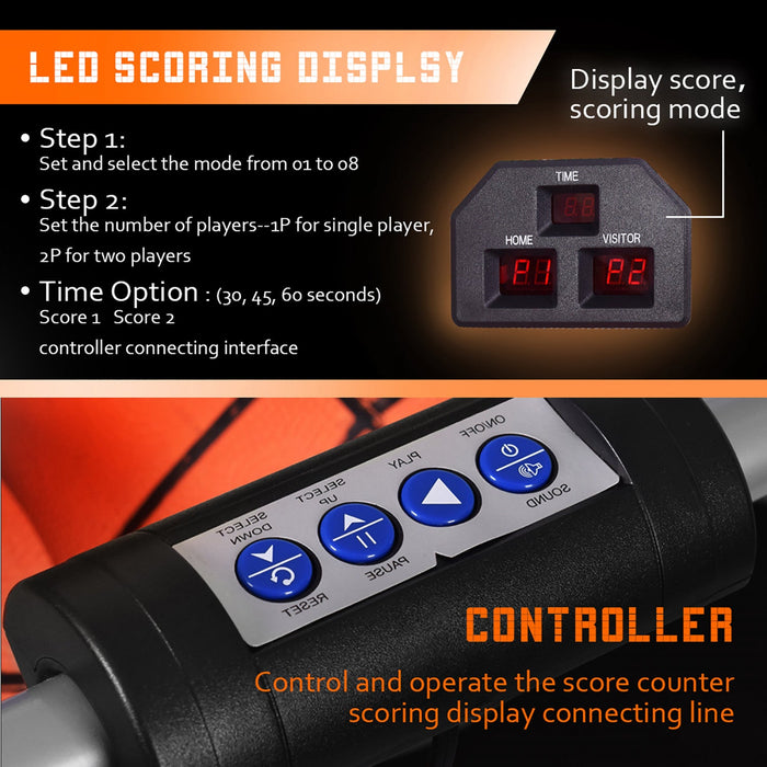 Costway Indoor Basketball Arcade Game Double Electronic Hoops Shot 2 Player W/ 4 Balls