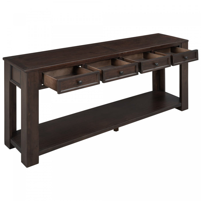 Gracie Solid Wood Console Table With Drawers And Shelf - Espresso 