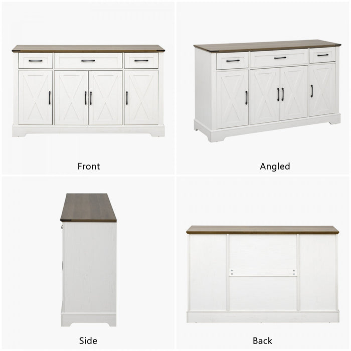 Ryan 55\" Adjustable Storage Buffet Cabinet With Door Shelves And Coffee Bar Station - White 