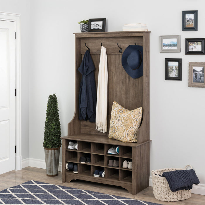 Hall Tree with Shoe Storage - Drifted Grey