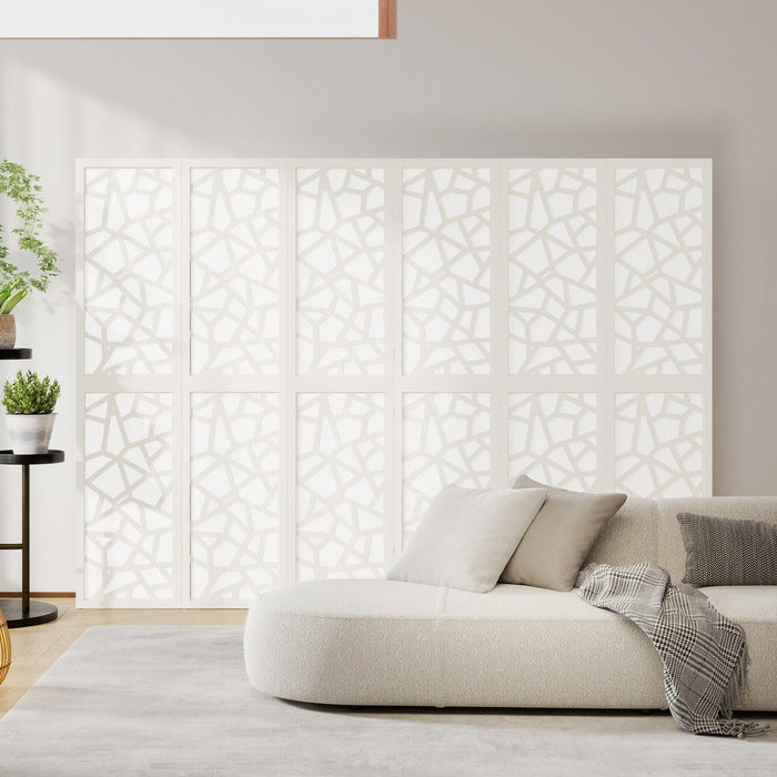 HOMCOM 6 Panel Room Divider, 5.6 FT Lightweight Privacy Screen, White