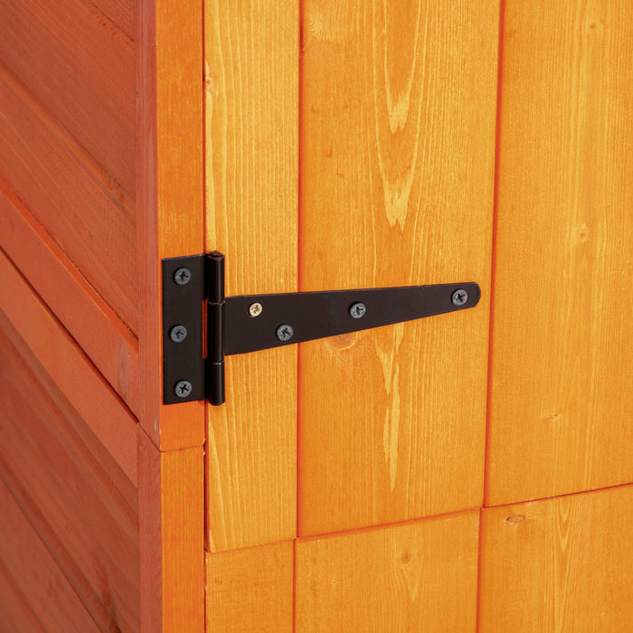 Outsunny Wood Garden Shed Outdoor Tool Storage Cabinet Hutch Lockable Unit With Double Door And 3 Ti