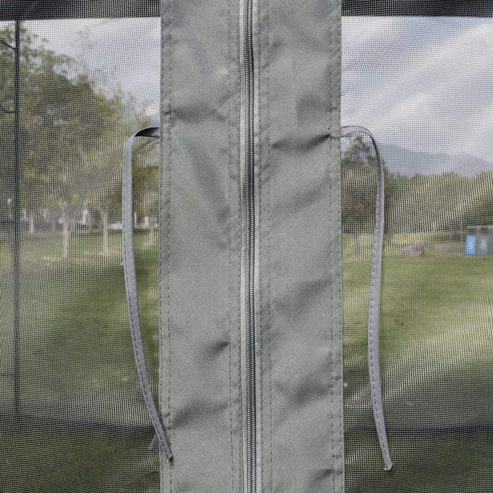 Outsunny 10' X 10' Steel Outdoor Patio Gazebo Canopy With Removable Mesh Curtains, Display Shelves, 