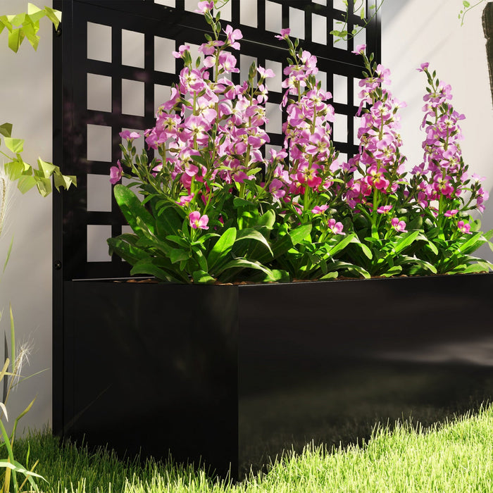 Outsunny Galvanized Planter Box with Trellis, 43" x 16" x 70"