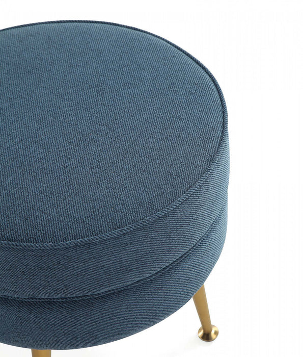 Bailey Mid-Century Modern Upholstered Accent Ottoman in Blue - Set of 2 