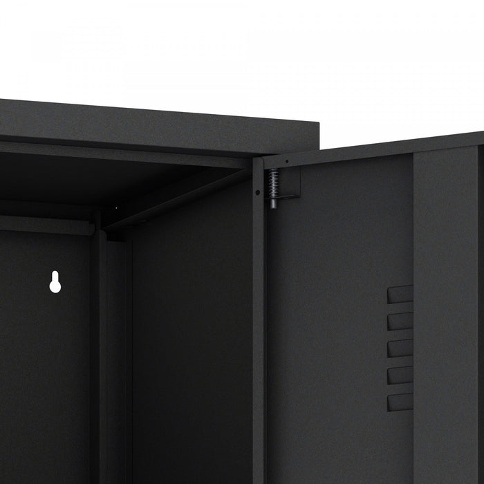 Naomi Modern 15\" Metal Storage Cabinet in Black Armoire 