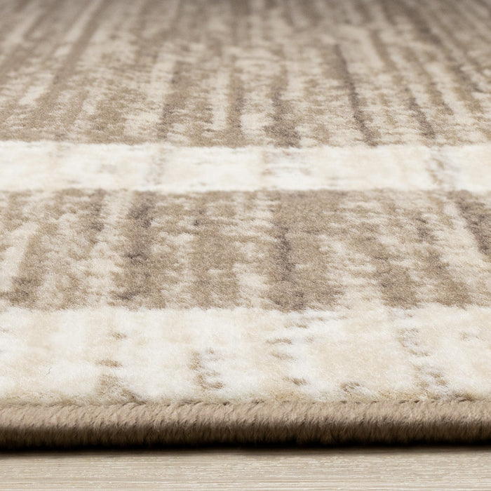 Forte Brown Beige Cream Abstract Geometric Design Area Rug - 5'3\" x 7'5\"